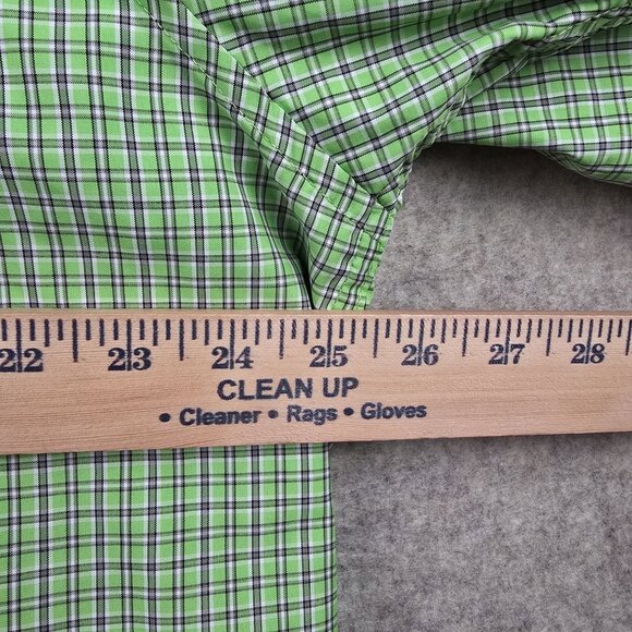 Chaps Mens Green Plaid Short Sleeve Button-Down Shirt XL Polyester - Picture 9 of 9